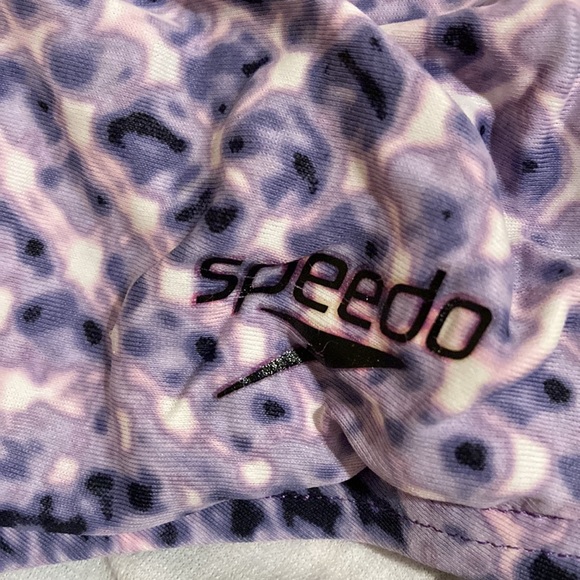 SPEEDO One Piece Swim Suit Purple & Pink Racer Back Ruching on the sides Size 12 - Picture 9 of 9